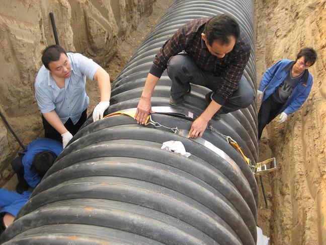 污水處理廠國標(biāo)pe波紋管施工現(xiàn)場